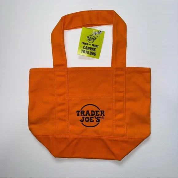 Trader Joe's Mini Orange Canvas Tote Bag - Halloween Collection - Picture 1 of 3
